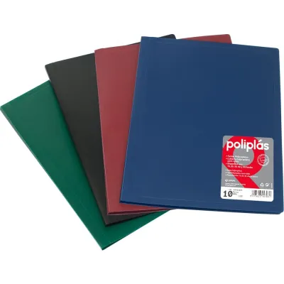 Grafoplás Carpeta Polipropileno Opaco Con 10 Fundas Soldadas Folio Negro