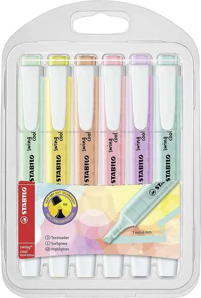 Stabilo Marcador Fluorescente Swing Cool Pastel Surtido Blíster 6 Unidades