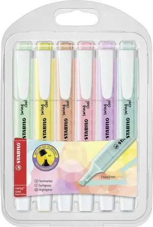 Stabilo Marcador Fluorescente Swing Cool Pastel Surtido Blíster 6 Unidades