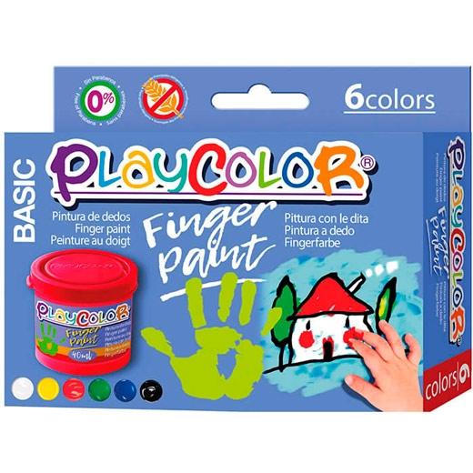Playcolor Pack 6 Botes Pintura De Dedos 40Ml Finger Paint Basic C/Surtidos