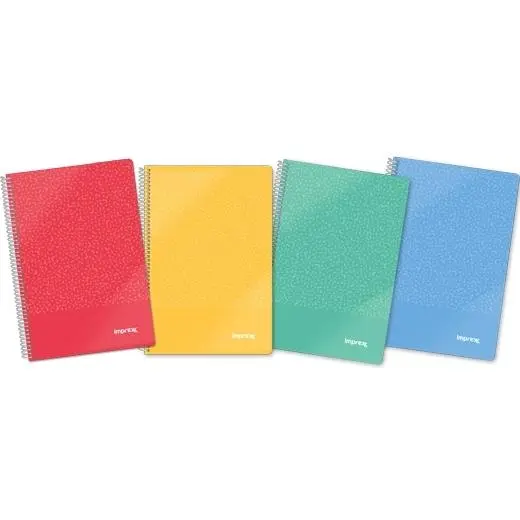 Imprex Cuaderno Espiral Tapa PP Folio 80H 90g Pauta 2.5 Colores Surtidos