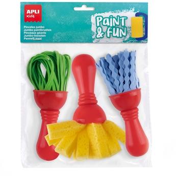 Apli Pinceles Paint&Fun Maxi Goma Eva Y Esponja Paint & Fun C/Surtidos Bolsa 3 Ud