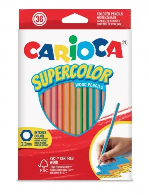 Carioca Supercolor Pack de 36 Lápices de Colores Hexagonales - Mina de 3.3mm