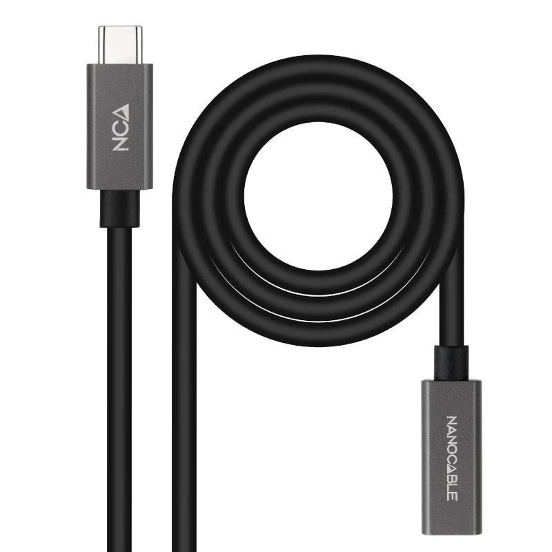 Nanocable Cable Usb 3.2 Gen2 Usb-C M/H 0,5 M Negro