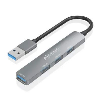 Aisens Hub USB Ultra Delgado de Aluminio 1xUSB 3.0 + 3xUSB 2.0 5 Gbps Gris