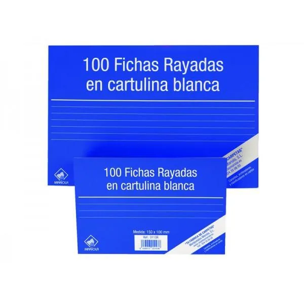 Mariola Ficha Rayada 125X75Mm Cartulina 180Gr Blanco Paquete De 100 Nº2