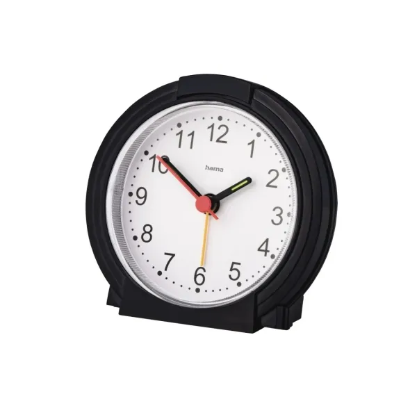 Hama Reloj Despertador Analógico Fluorescente - 1 Pila AA - 9.5x3.8cm - Negro