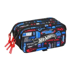 Safta Hot Wheels Portatodo Azul 3 Compartimentos con Cremalleras 215x80x100mm
