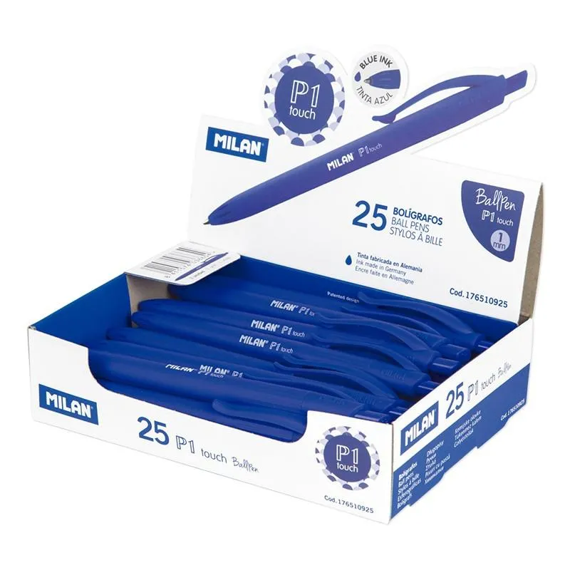 Milan Bolígrafo P1 Touch Azul - Caja Expositora 25 Unidades