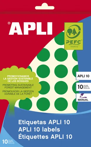 Apli Etiquetas Adhesivas Circulares Ø19mm Escritura Manual Verde 40 x 8H