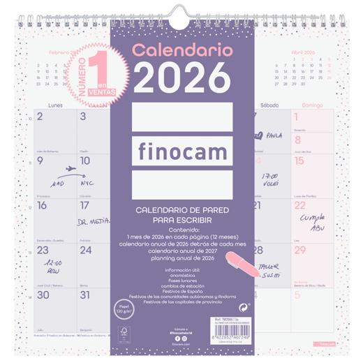 Finocam Calendario De Pared Para Escribir 30X30-300X300Mm Mv Chic Morado 2026