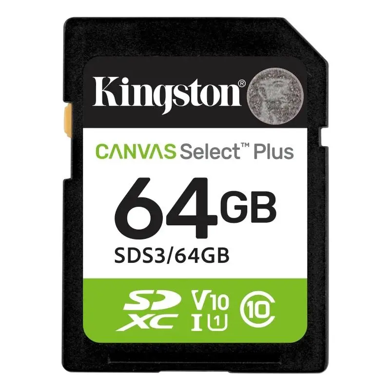 Kingston Tarjeta SDXC 64GB UHS-I Clase 10 100MB/s Canvas Select Plus
