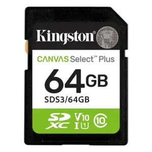 Kingston Tarjeta SDXC 64GB UHS-I Clase 10 100MB/s Canvas Select Plus