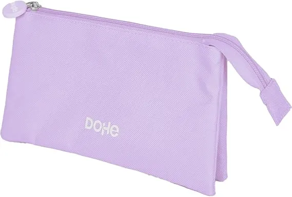Dohe Serenity Portatodo Triple - Cierre Doble Con Cremallera Y Tirador De Goma - Color Morado