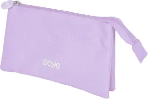Dohe Portatodo Triple Morado - Cierre Doble con Cremallera y Tirador de Goma