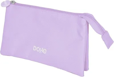 Dohe Portatodo Triple Morado - Cierre Doble con Cremallera y Tirador de Goma