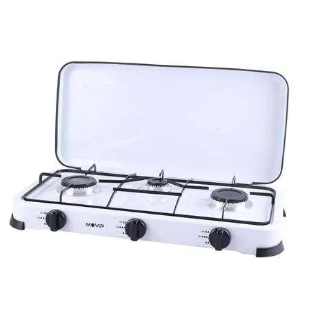 Muvip Cocina De Gas 3 Fuegos - Encendido Manual - Rejillas Extraibles - Tapa Protectora