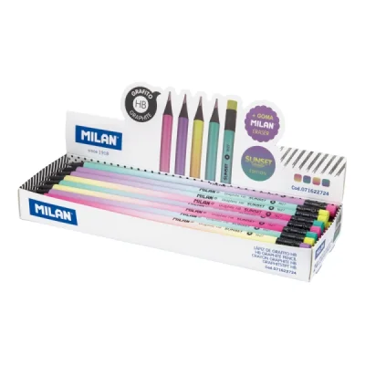 Milan Lápices Con Goma Sunset Grafito HB Surtidos - Caja 24 Unidades