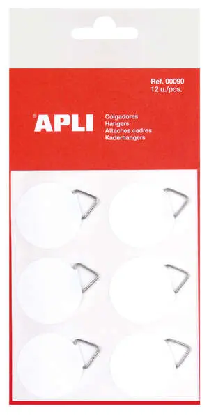 Apli Pack de 12 Colgadores Autoadhesivos Redondos Ø 30mm con Soporte Metálico
