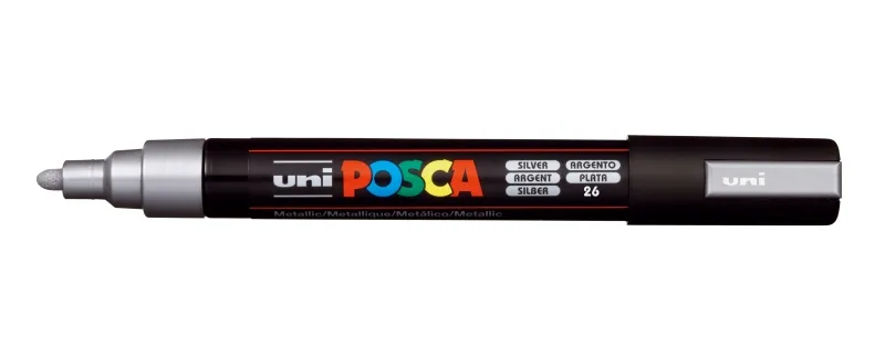 Posca Marcador PC-5M No Permanente Punta Forma De Bala 1,8 - 2,5 mm Plata