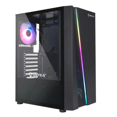 Unykach Glayze Caja Torre ATX con Iluminación ARGB y Lateral de Cristal Templado