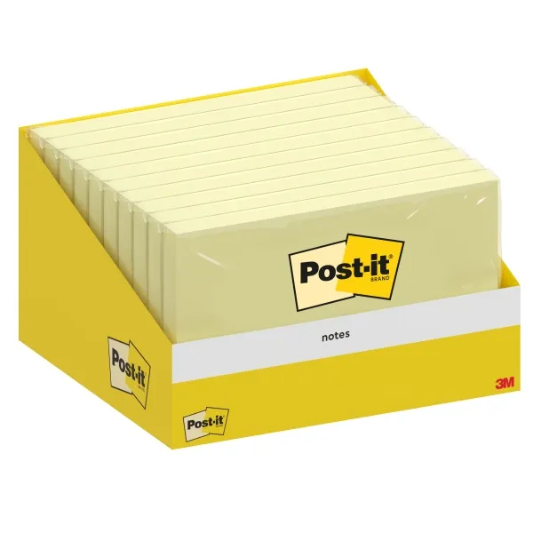 Post-it Bloc de 100 Notas Adhesivas Reposicionables 76x127mm Color Amarillo Claro