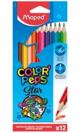 Maped Lápices De Colores Color'Peps Star Certificado FSC Estuche 12 Unidades