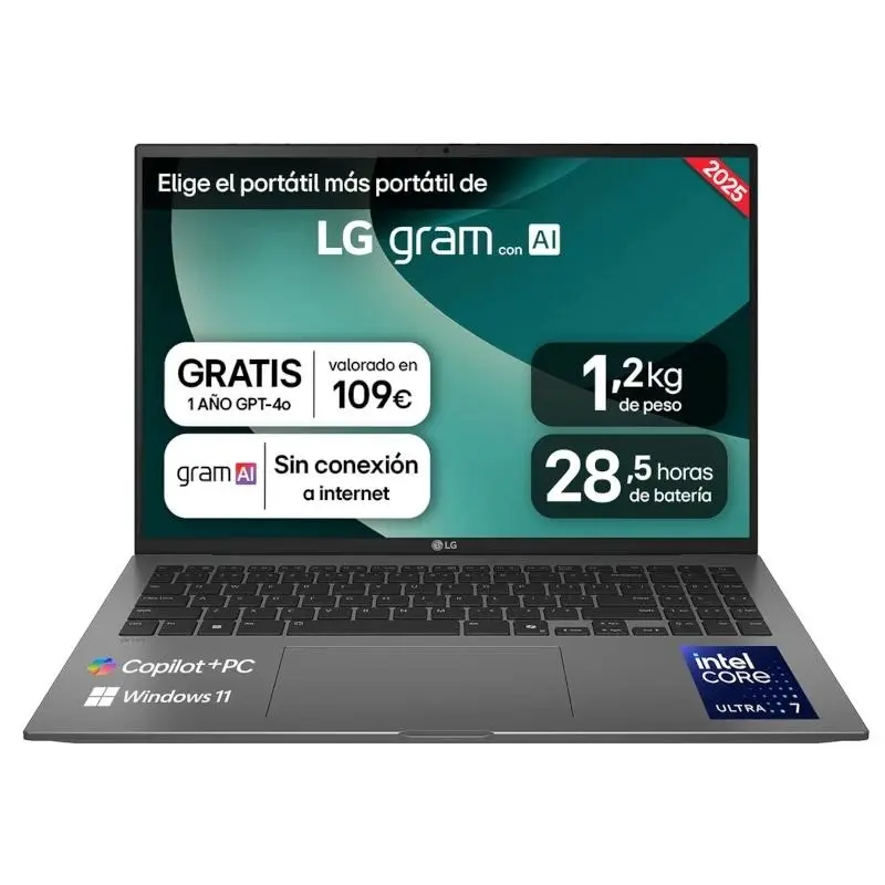 LG Gram U7-258V 16" WQXGA, 32GB RAM, 1TB SSD, Windows 11 Home