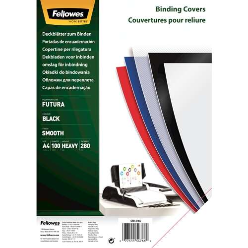 Fellowes Pack De 100 Portadas De Polipropileno A4 - 280 Micras - Muy Resistentes - Color Negro