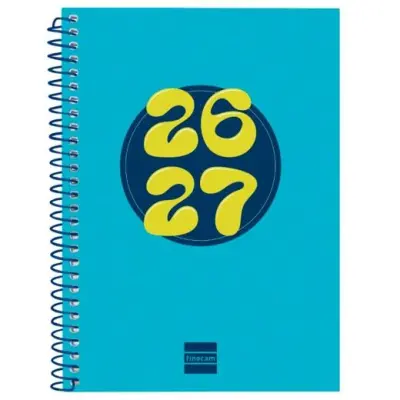 Finocam Agenda Espiral Cool 8º 120x164mm Azul Curso 2026-2027