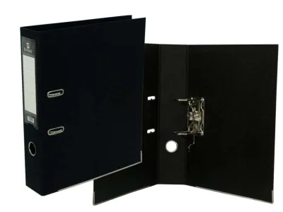 Bismark Archivador A-Z Folio PVC Resistente con Tarjetero y Mecanismo de Palanca Negro