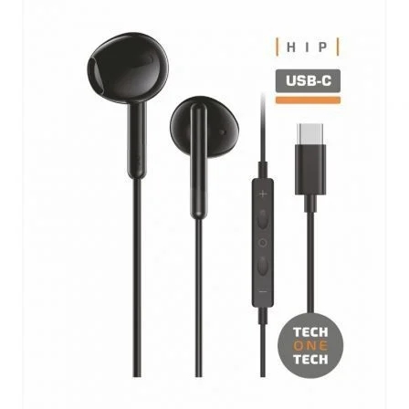 Techonetech Ear Tech Hip Auriculares Intraurales Usb-C - Microfono Integrado - Asistente Voz - Cable De 1.20M