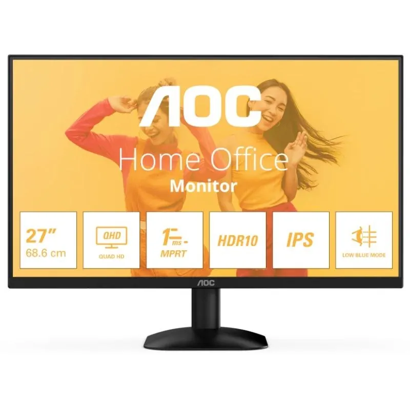 AOC Monitor 27" QHD 2560x1440 IPS 1ms 75Hz DP HDMI VESA 100x100 Negro