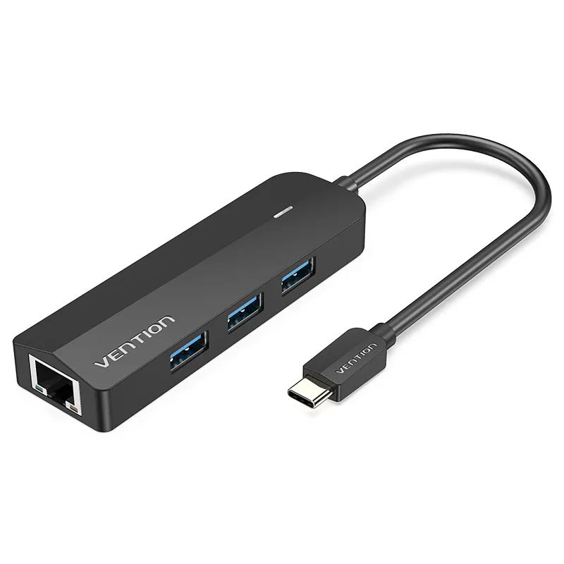 Vention HUB 5 En 1 USB-C a 3xUSB 3.0/RJ45/Micro B Powered - 0.15m - Negro