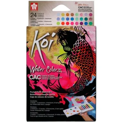 Talens Sakura Koi Acuarelas Water Colors Sketch Box 24 Creative Art Colores Metálicos Surtidos