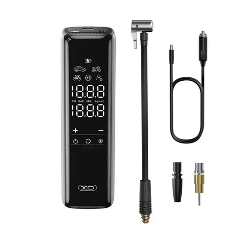 Xo Cz017 Inflador De Aire Portatil - Pantalla Lcd - 3 Bocas - 12V - Color Negro