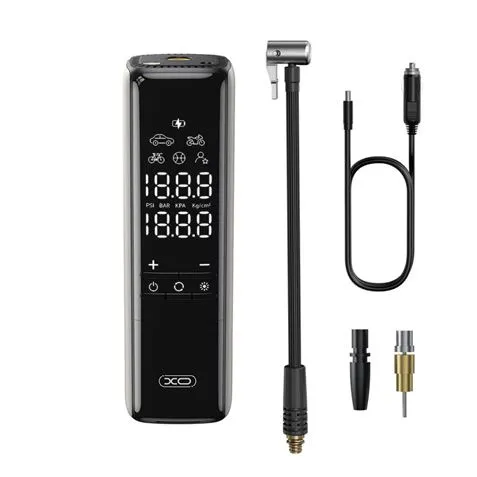 Xo Cz017 Inflador De Aire Portatil - Pantalla Lcd - 3 Bocas - 12V - Color Negro