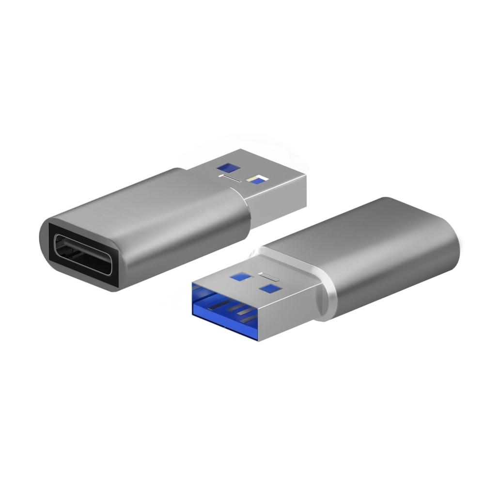 Aisens Mini Adaptador Usb-A/M 3.2 Gen2 A Usb-C/H Aluminio Gris