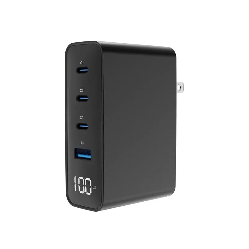 Gembird Cargador Rápido 100W GaN 4 USB con Pantalla LCD