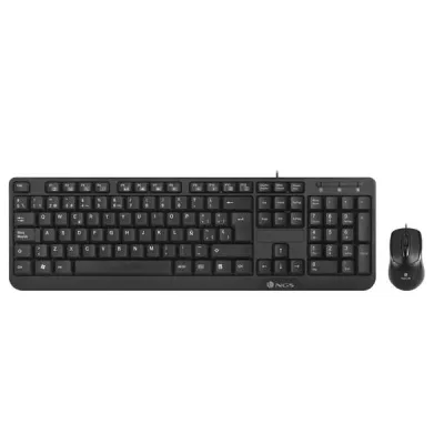 NGS Cocoa Kit Teclado Multimedia y Ratón con Cable QWERTY Portugués Negro