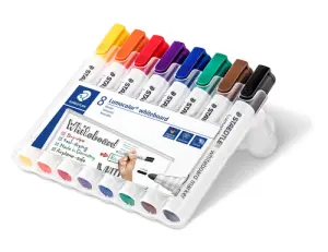 Staedtler Lumocolor 351 Pack de 8 Marcadores para Pizarra Blanca - Secado Rápido