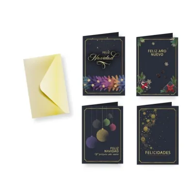 Bismark Tarjeta De Felicitacion Navideña Foil Green Con Sobre - 4 Diseños Diferentes