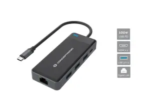 Docking USB-C Conceptronic DONN14G: 2xHDMI, USB-C PD 100W y más