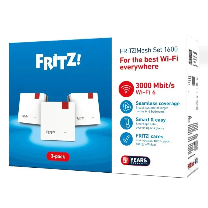 Fritz! Mesh Wifi Set 1600 3-Pk Repeater Wifi6