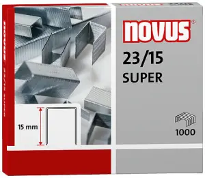 Novus Grapas Super 23/15 para Grapadoras de Gruesos - Caja 1000 Unidades