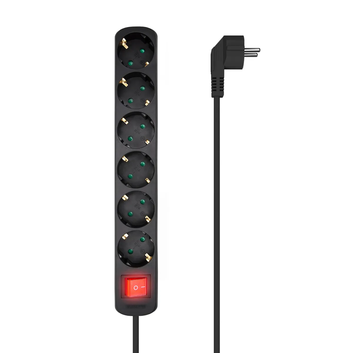 AISENS REGLETA DE ENCHUFES CON 6 TOMAS CON INTERRUPTOR CABLE 1,4M NEGRO