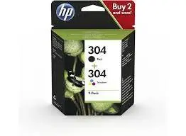 HP Cartuchos de Tinta Negro y Tricolor (C/M/Y) Combo Nº304 para DeskJet 3720
