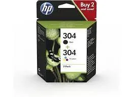 HP Cartuchos de Tinta Negro y Tricolor (C/M/Y) Combo Nº304 para DeskJet 3720