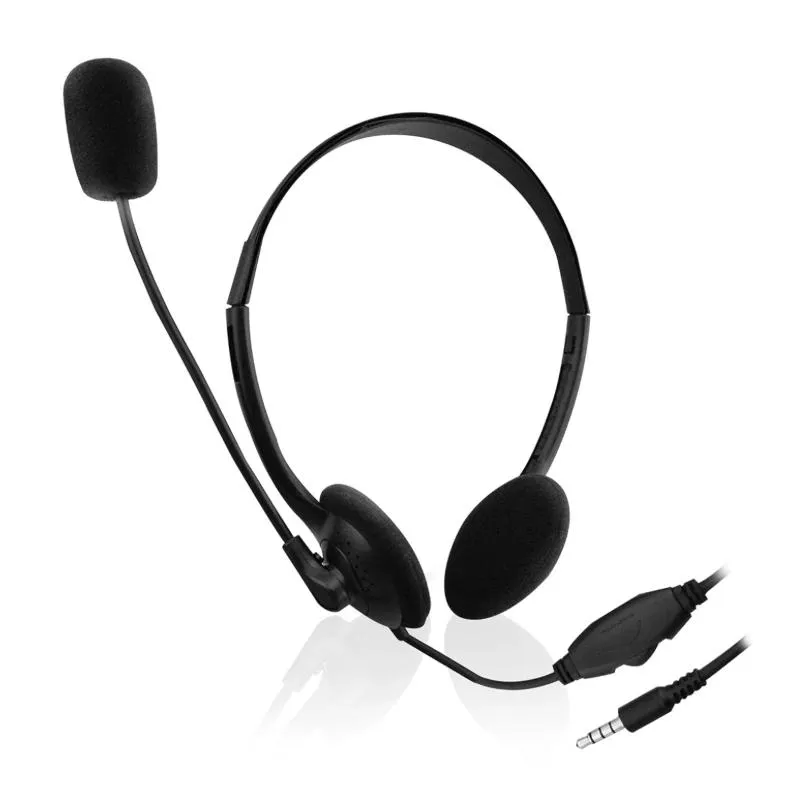 Ewent Auriculares de Chat con Micrófono y Control de Volumen 2m Jack 3.5mm Negro