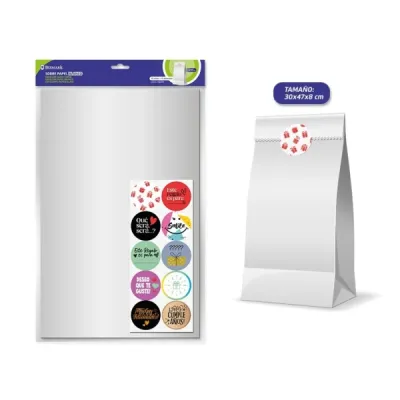 Bismark Pack De 10 Sobres Papel Kraft 50Grs Con 10 Pegatinas Para Cierre - Medidas 30X47X8Cm - Ideal Para Regalos - Color Blanco